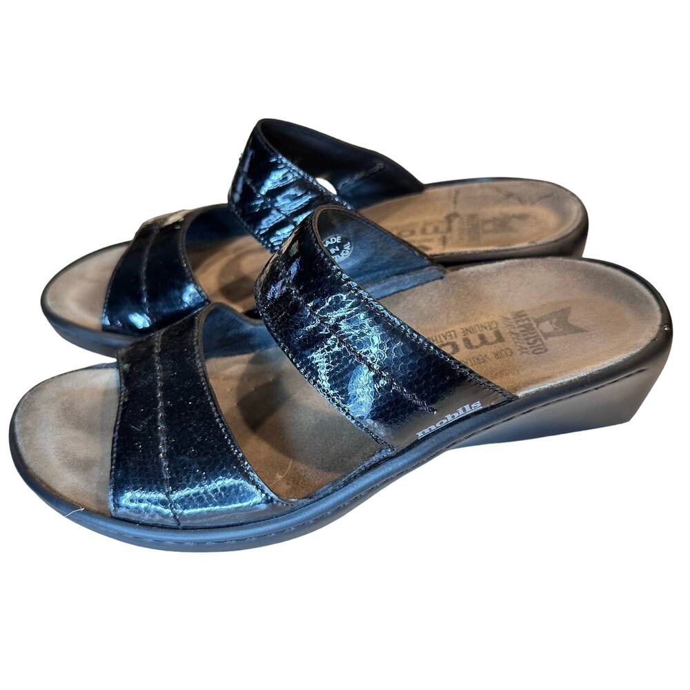 Mephisto Mobils Ularia Snake Embossed Leather Sandals EU 41/10.5